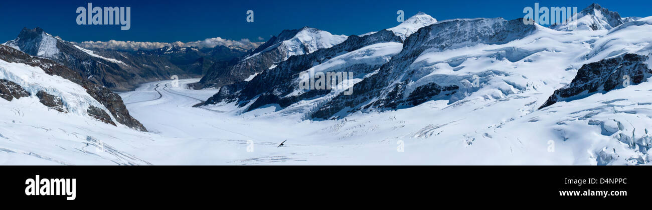 Glacier d'Aletsch vu de Jungfraujoch, Alpes Bernoises, Suisse Banque D'Images