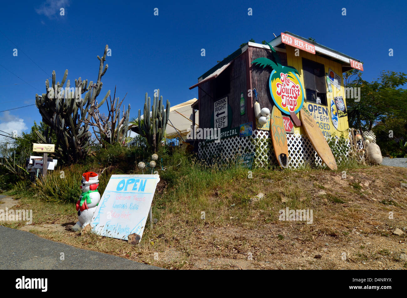 Le piège à touristes, de Saint John, Îles Vierges des États-Unis. Banque D'Images