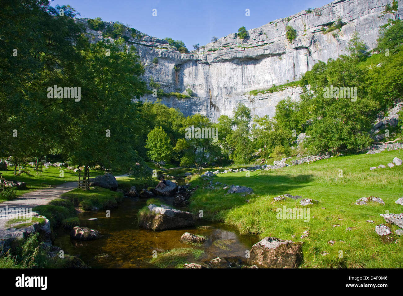 Malham Cove et Malham Beck, Yorkshire Dales National Park, England Banque D'Images