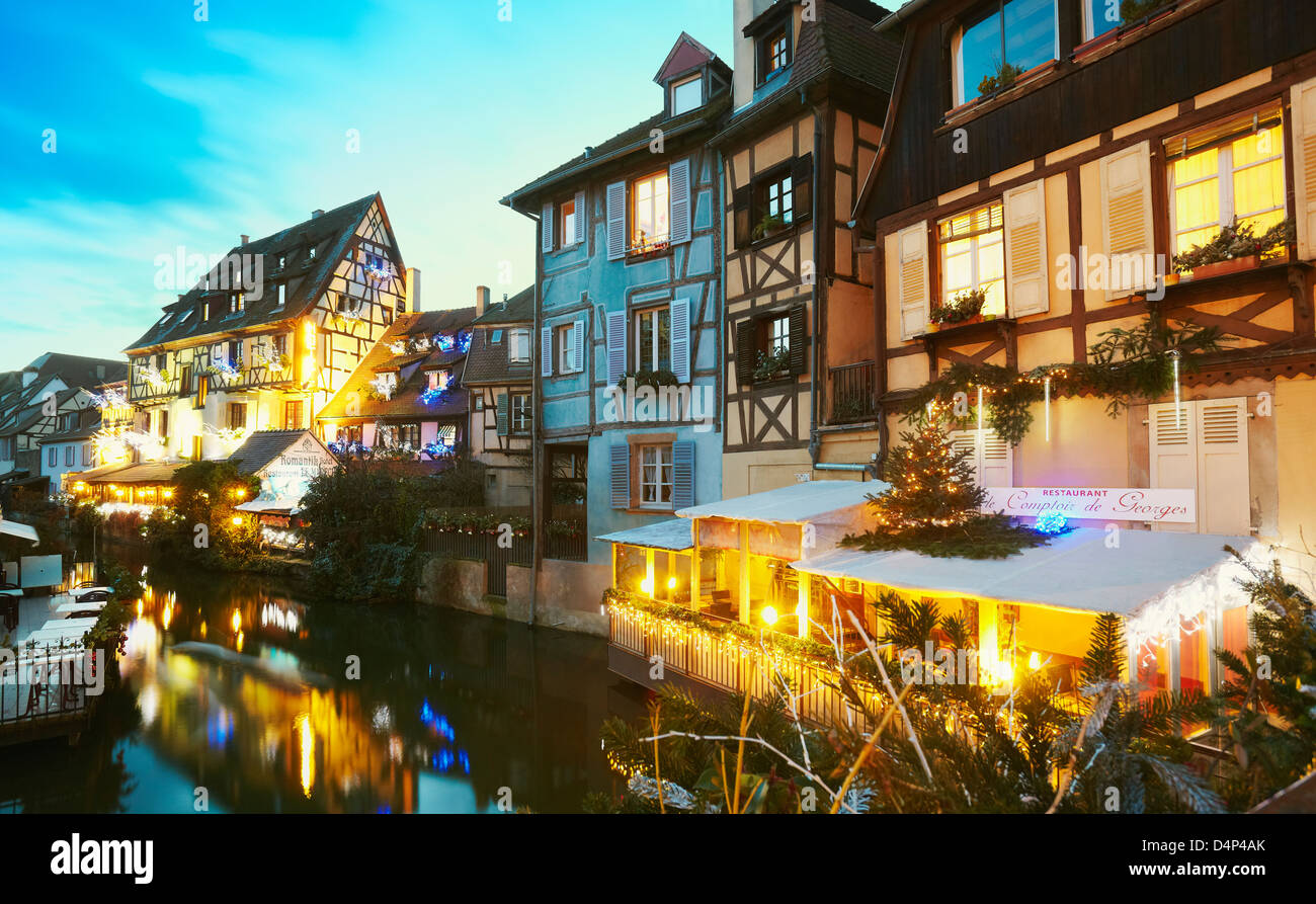 La petite Venise à Noël. Colmar. Route des Vins d'Alsace. Haut-Rhin. L'Alsace. France Banque D'Images