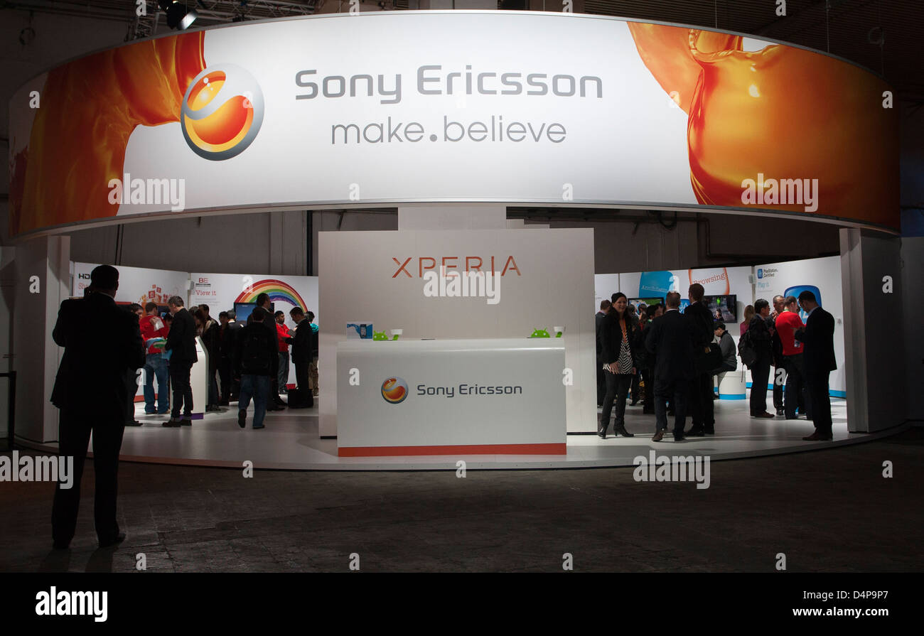 Barcelone, Espagne, Sony Ericsson stand au Mobile World Congress Banque D'Images
