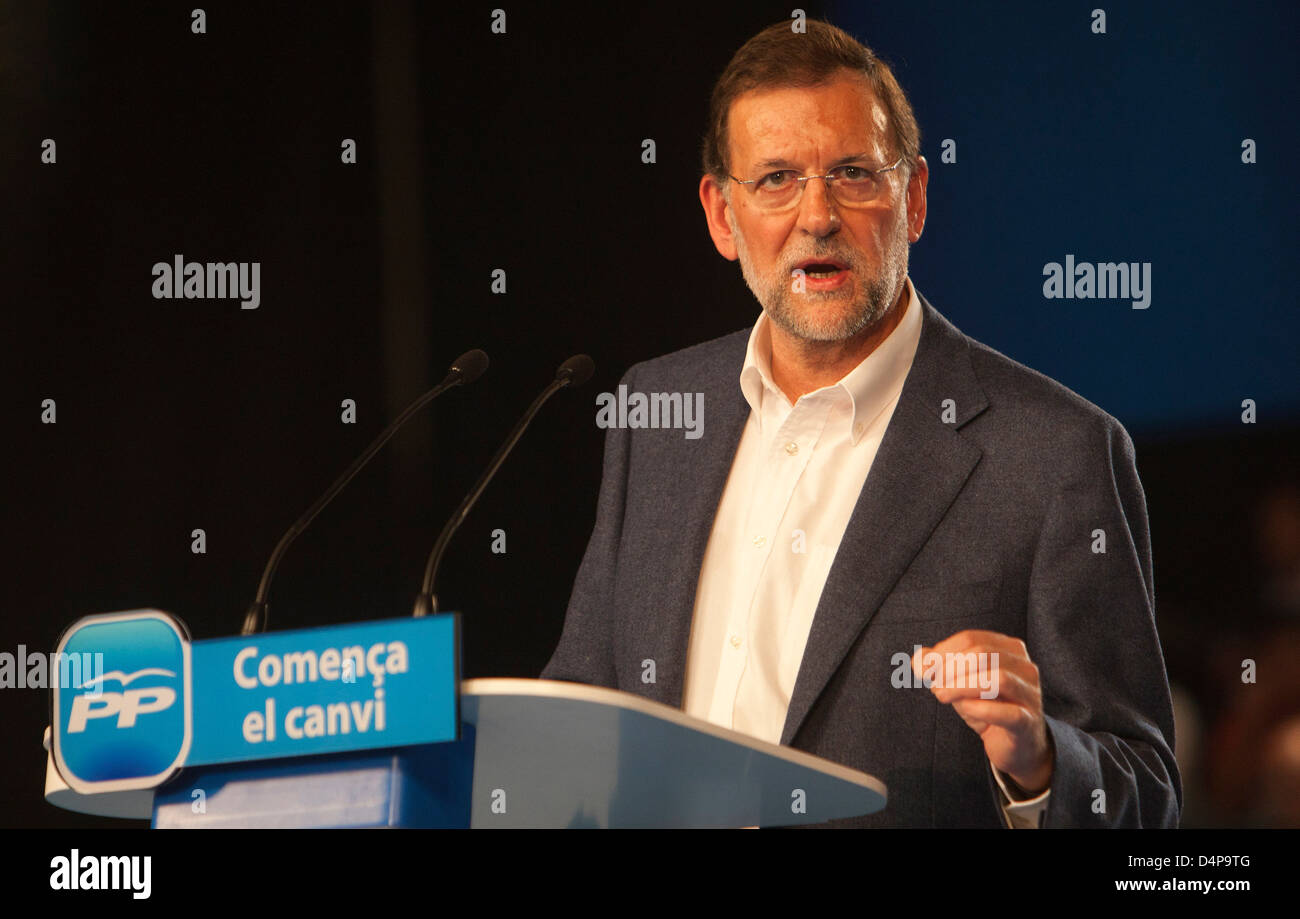 Barcelone, Espagne, Mariano Rajoy, président du Parti Populaire Banque D'Images
