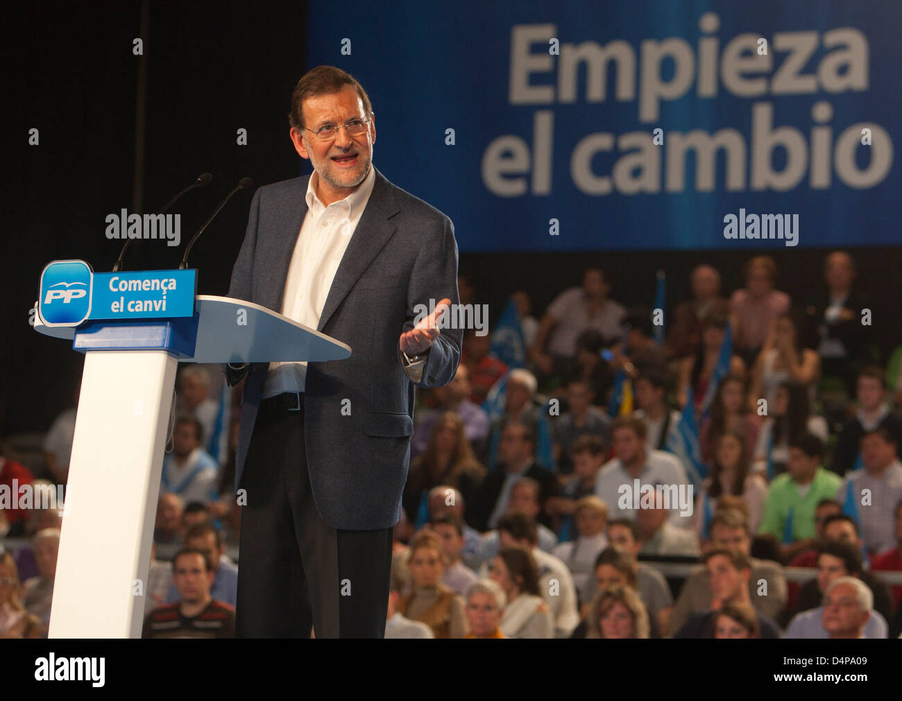 Barcelone, Espagne, Mariano Rajoy, président du Parti Populaire Banque D'Images