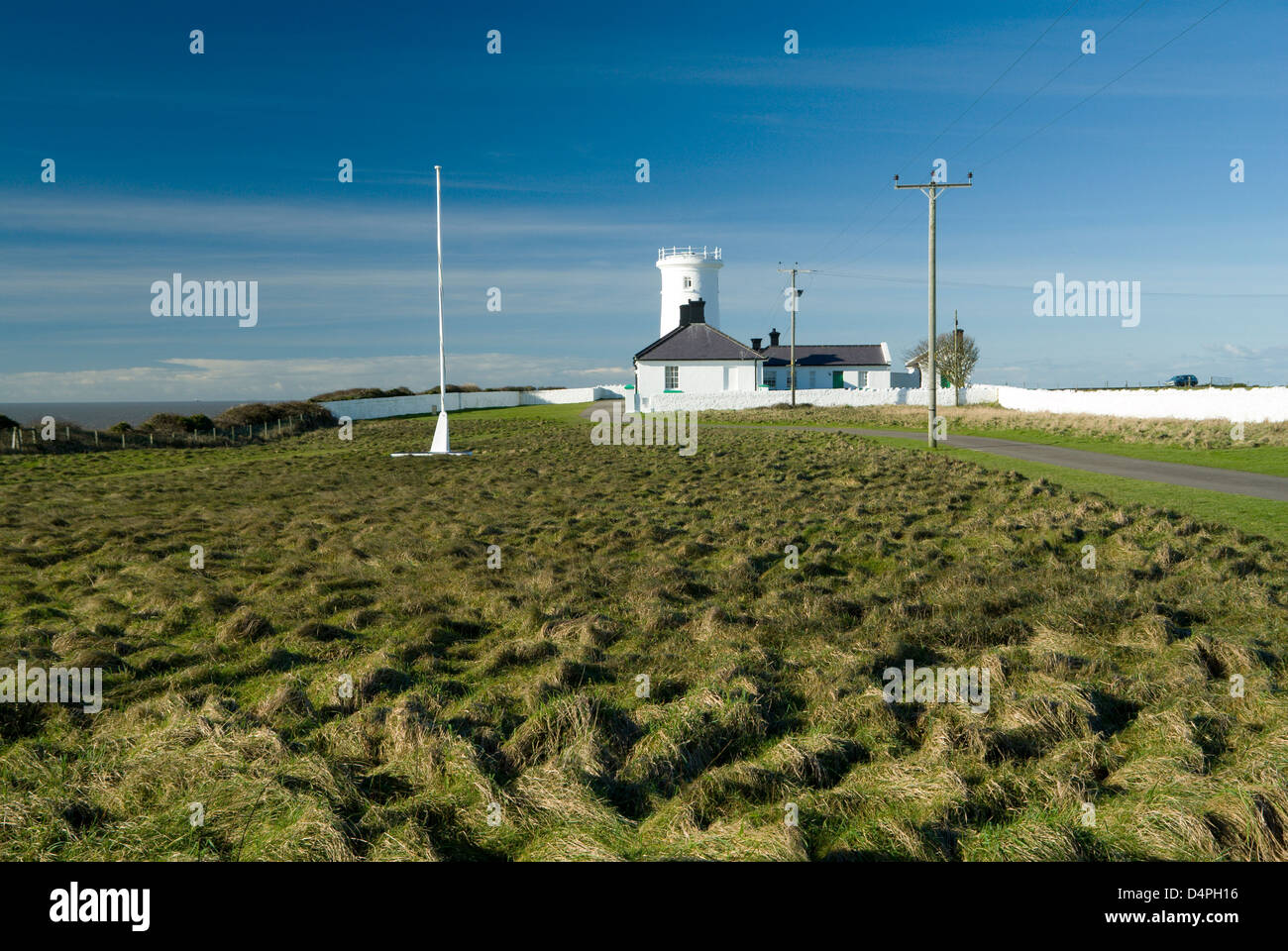 Le vieux phare, Nash Point Lighthouse, la côte du Glamorgan, Vale of Glamorgan, Pays de Galles, Royaume-Uni. Banque D'Images