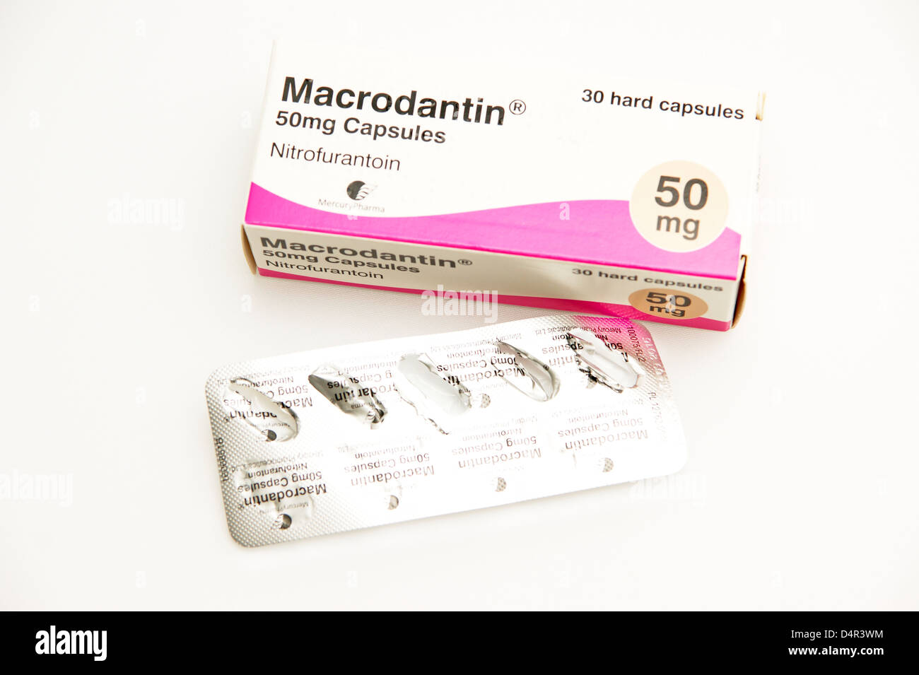 Macrodantin Nitrofurantoin capsules Antibiotiques Antibiotiques (rein de la vessie et des voies urinaires) Banque D'Images