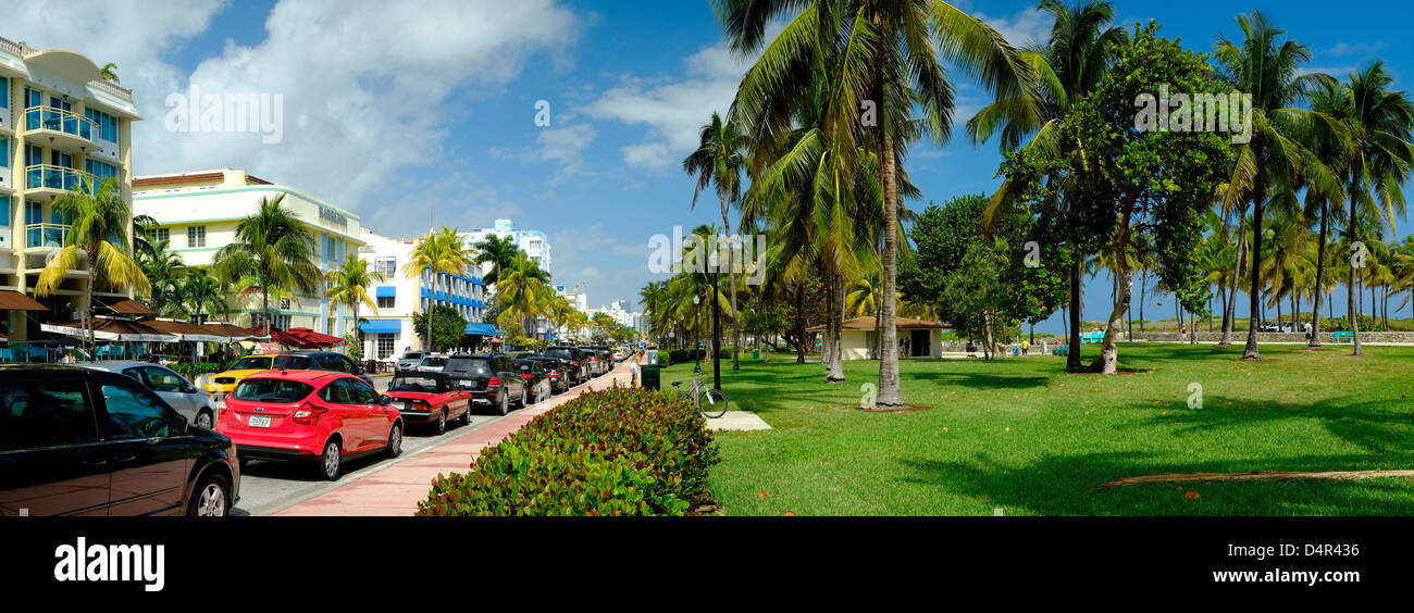 Hôtels Art Déco, Ocean Drive, Miami, Floride, USA Banque D'Images