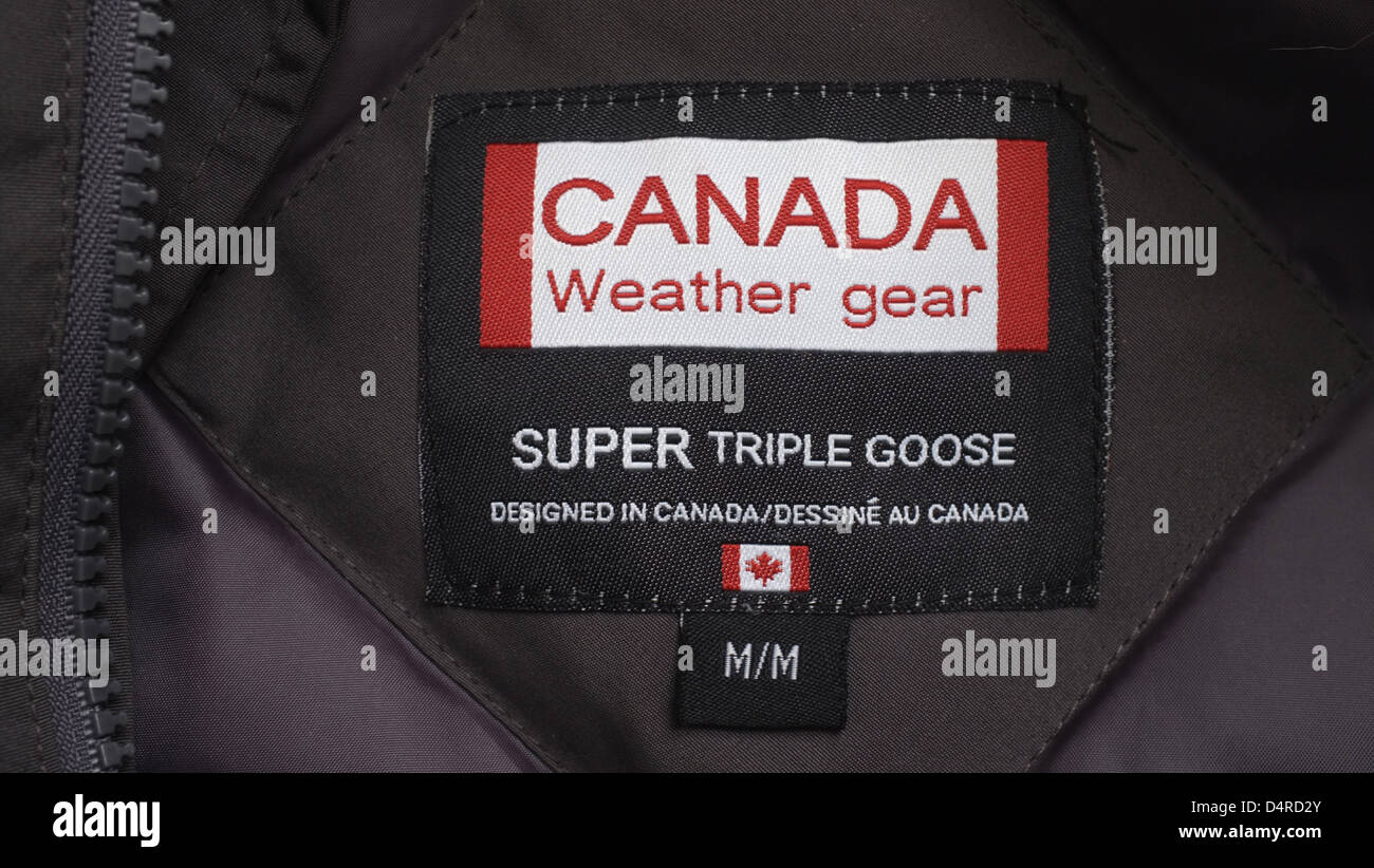 Une étiquette à l'intérieur un Triple Super Goose veste d'hiver. Images de  la Presse canadienne/Lee Brown Photo Stock - Alamy