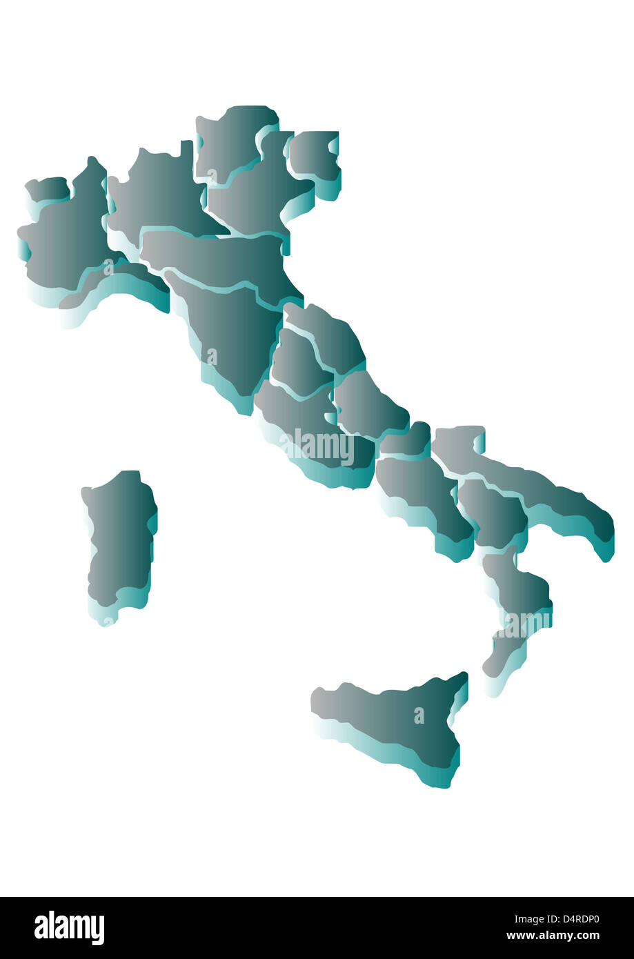 Résumé Plan de l'Italie isolée sur fond blanc Banque D'Images