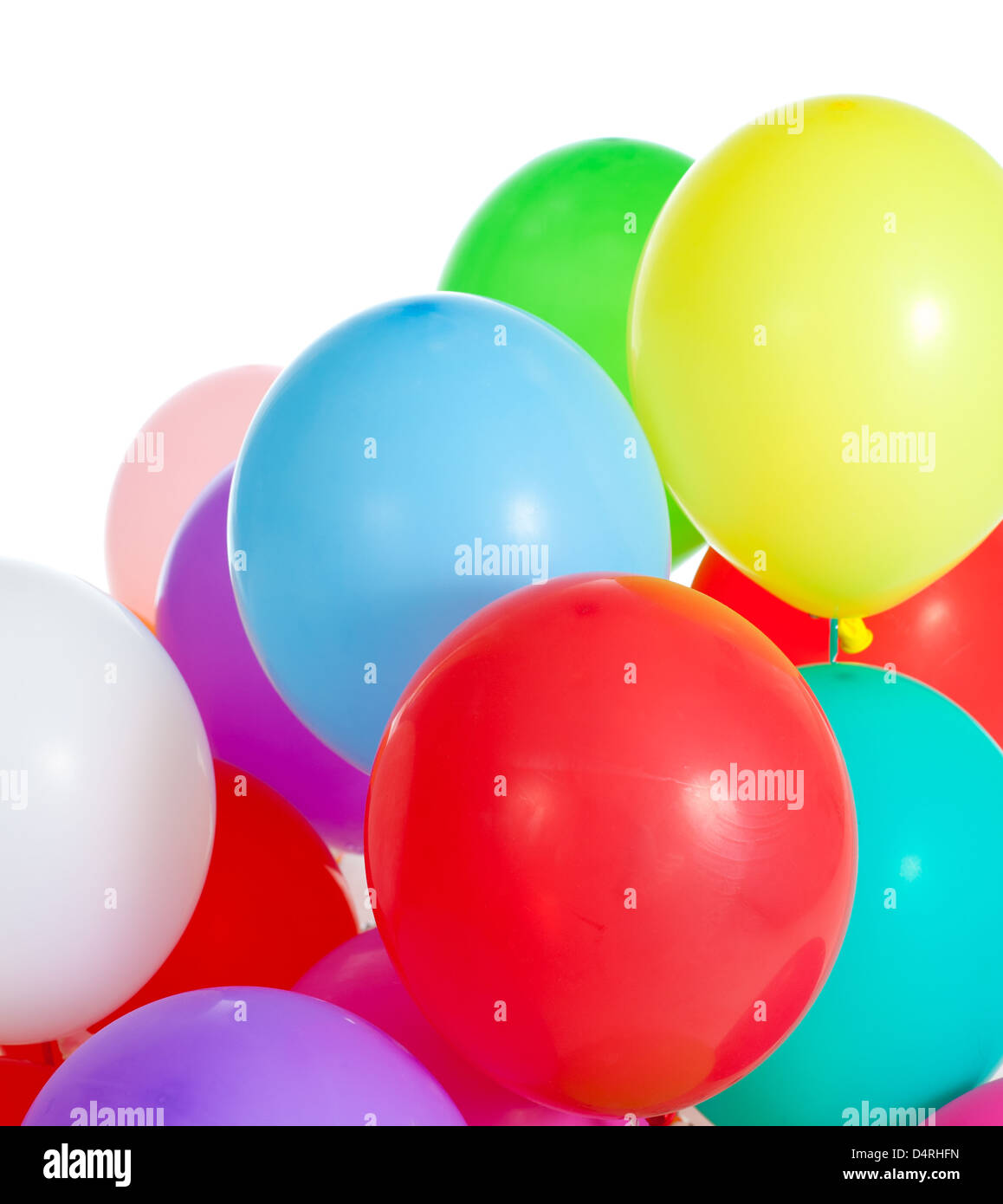 Ballons colorés sur fond blanc Banque D'Images