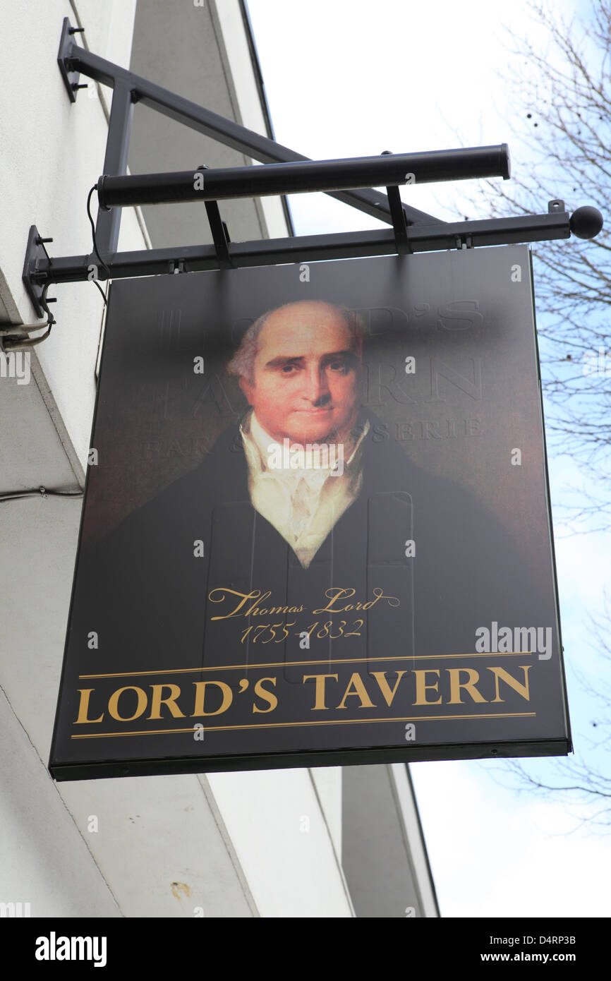 Le signe de la Lord's Tavern de Londres, en Angleterre. Banque D'Images