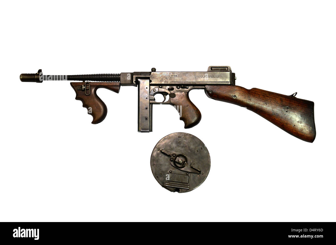 Modèle de pistolet-mitrailleur Thompson 1928 avec drum magazine. Banque D'Images