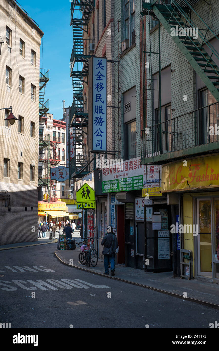 Les rues du quartier chinois de New York Banque D'Images