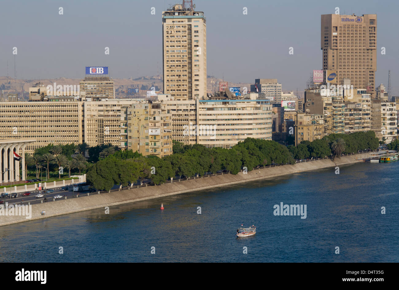 Corniche El Nil, Nil, Le Caire, Egypte, Afrique du Nord Banque D'Images