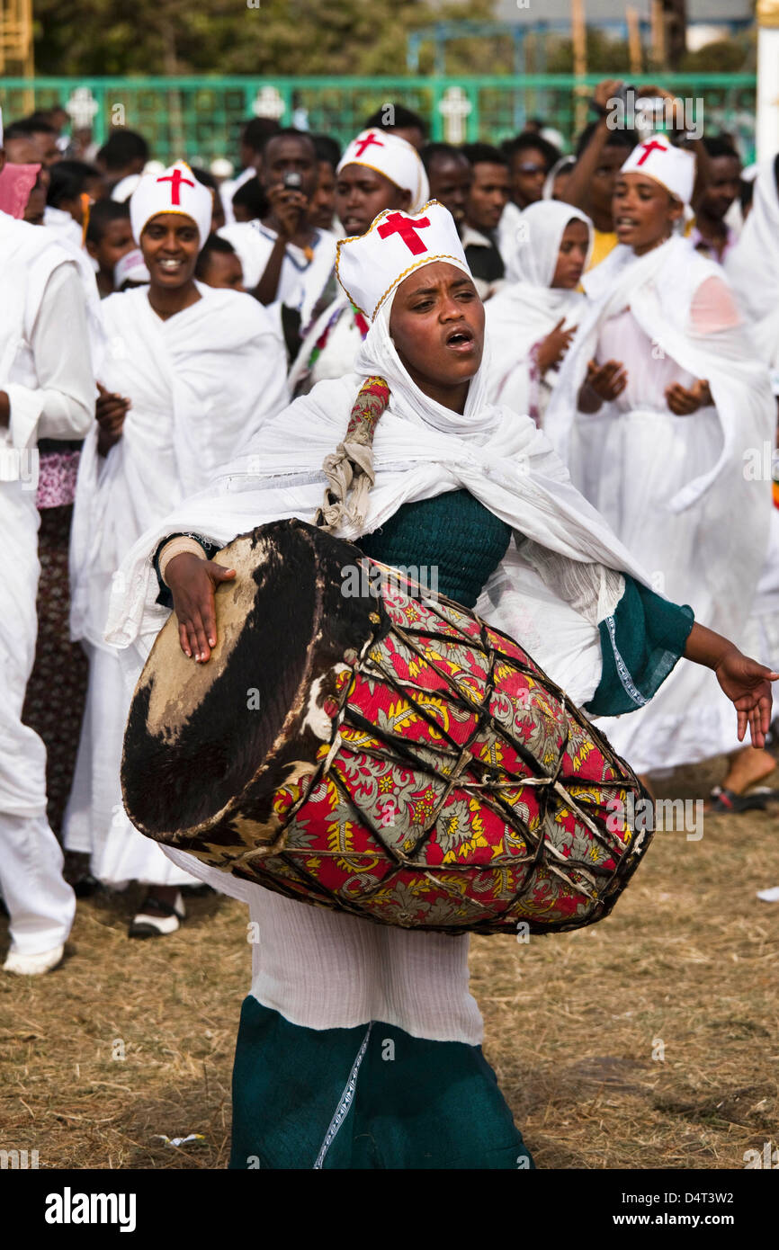 Cérémonie de Timkat de l'Eglise orthodoxe à Addis Abeba, Ethiopie Banque D'Images