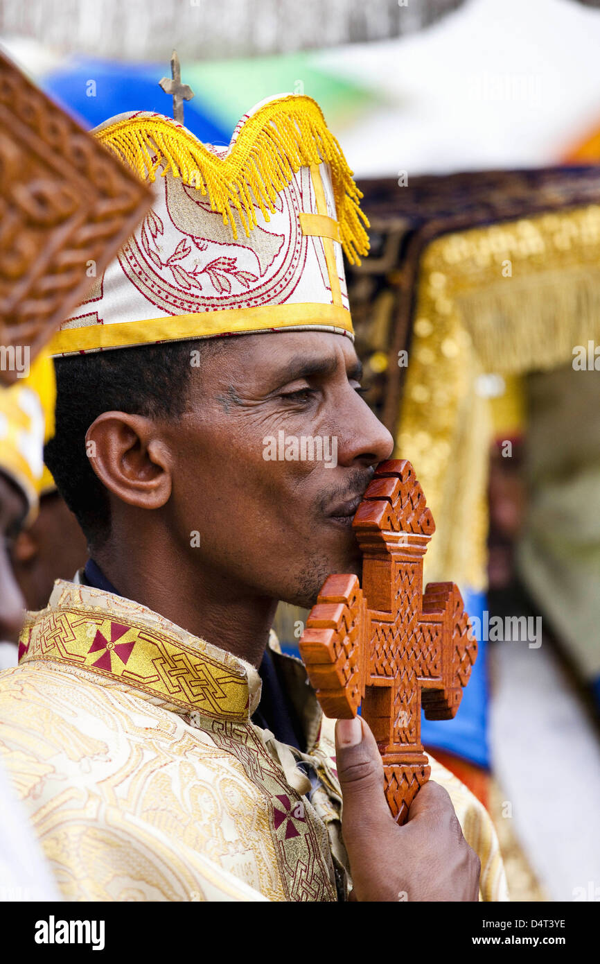 Cérémonie de Timkat de l'Eglise orthodoxe à Addis Abeba, Ethiopie Banque D'Images