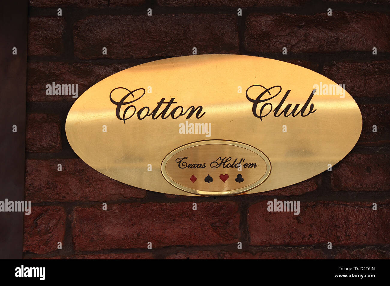 Le Texas Hold'em club plaque en laiton Banque D'Images