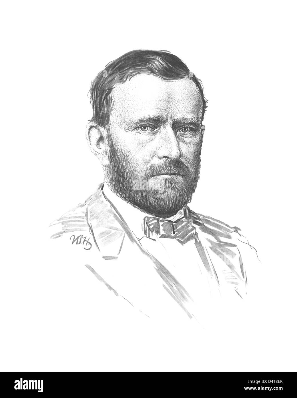 Guerre civile Vintage Portrait du Général Ulysses S. Grant. Banque D'Images