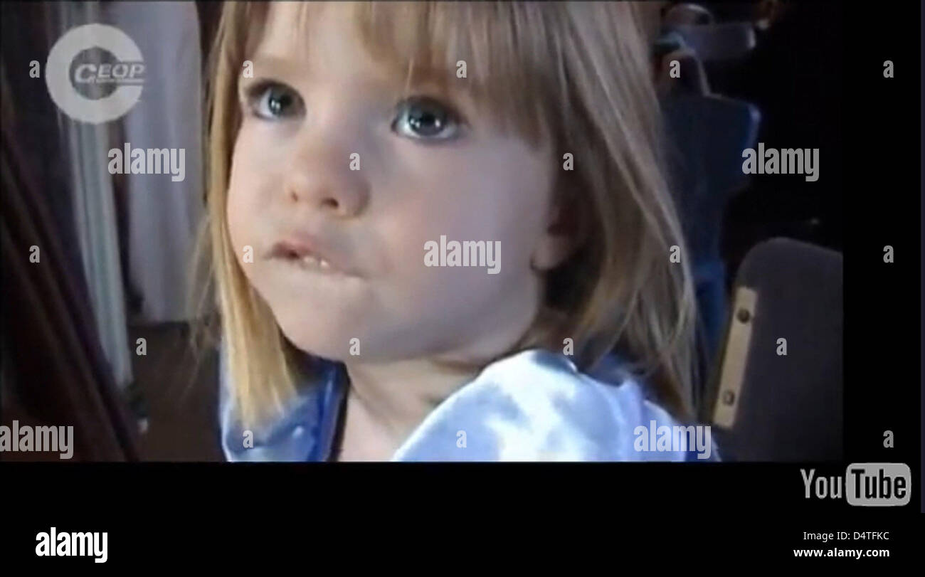 Un document de capture d'écran prises à partir d'une vidéo qui a été publié par les services de protection de l ?organisation Child Exploitation and Online Protection (CEOP) ? Le 03 novembre 2009, la jeune fille montre Madeleine McCann. Deux ans et demi après la fille ?s disparition en mai 2007, les parents ont commencé encore une autre campagne publique pour aider à trouver leur fille, dont aucune autre trace e Banque D'Images