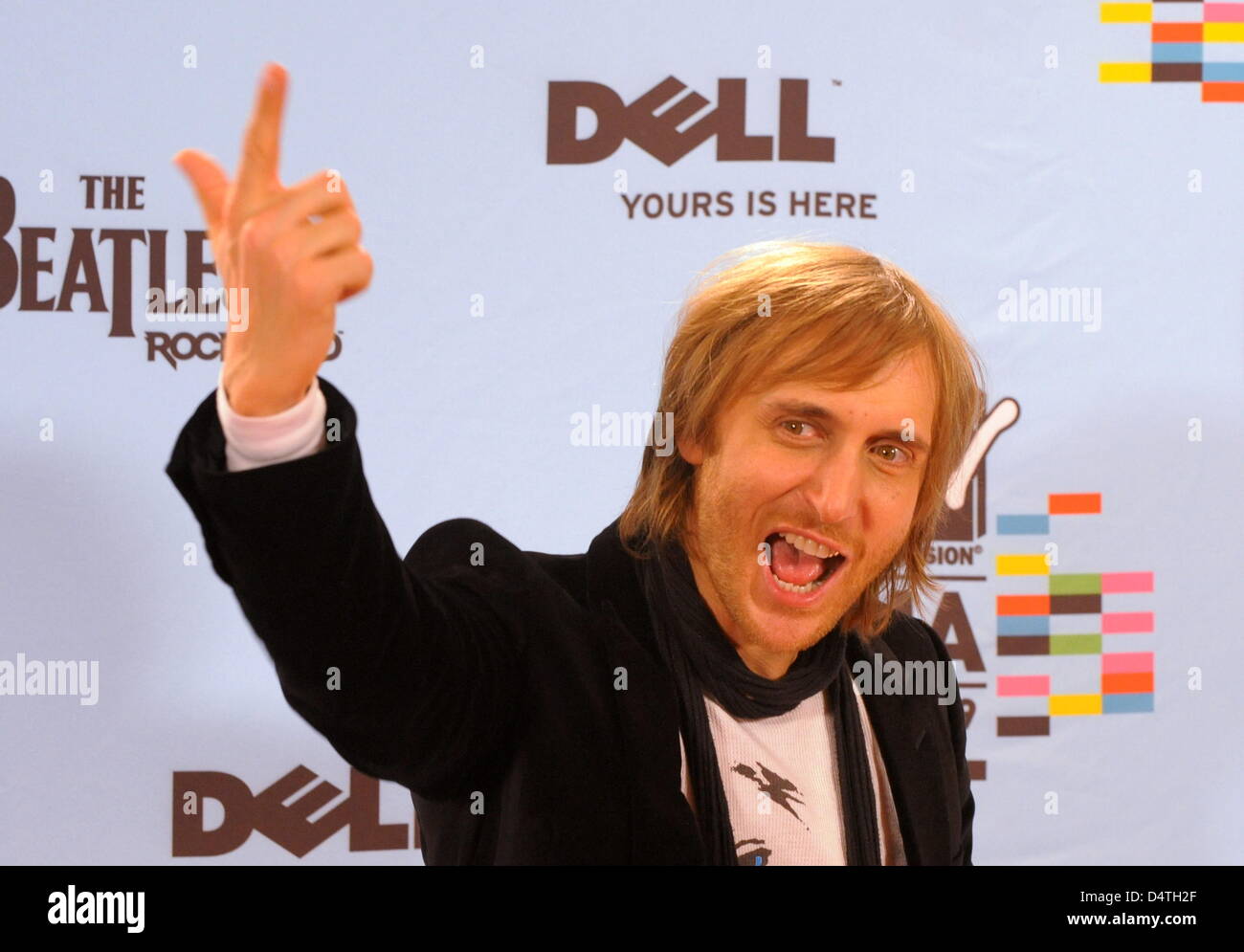 DJ français David Guetta pose lors d'un appel à la photo les MTV Europe Music Awards à O2 World à Berlin, Allemagne, 05 novembre 2009. MTV a choisi Berlin pour la cérémonie comme l'année 2009 marque le 20e anniversaire de la chute du Mur de Berlin. Photo : Soeren Stache Banque D'Images