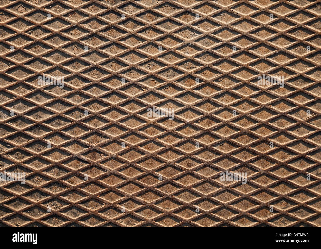 Plaque de métal rouillé texture grunge arrière-plan détaillé avec motif de losange Banque D'Images