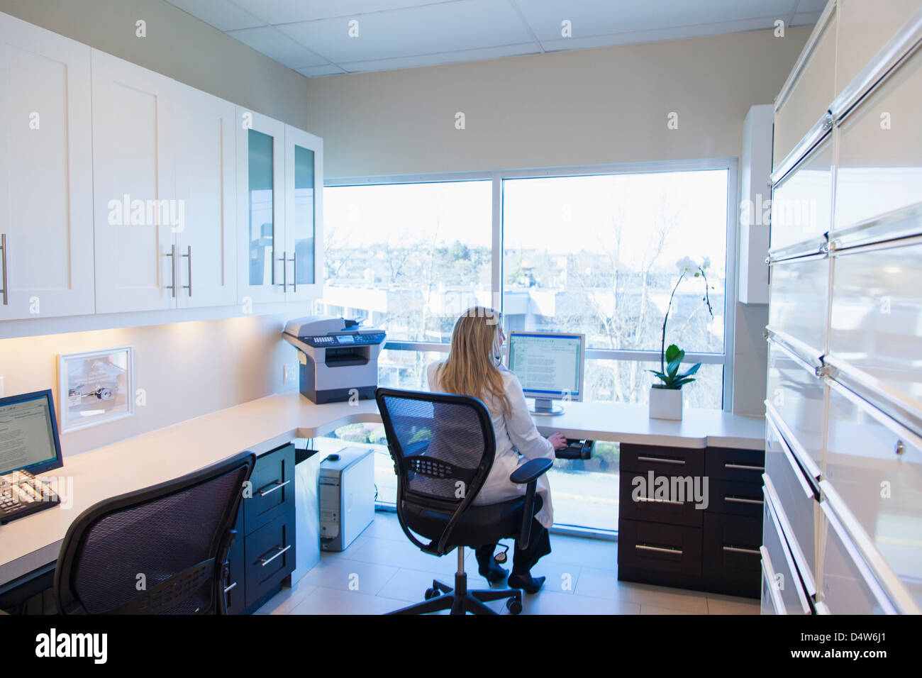 Businesswoman working in office Banque D'Images