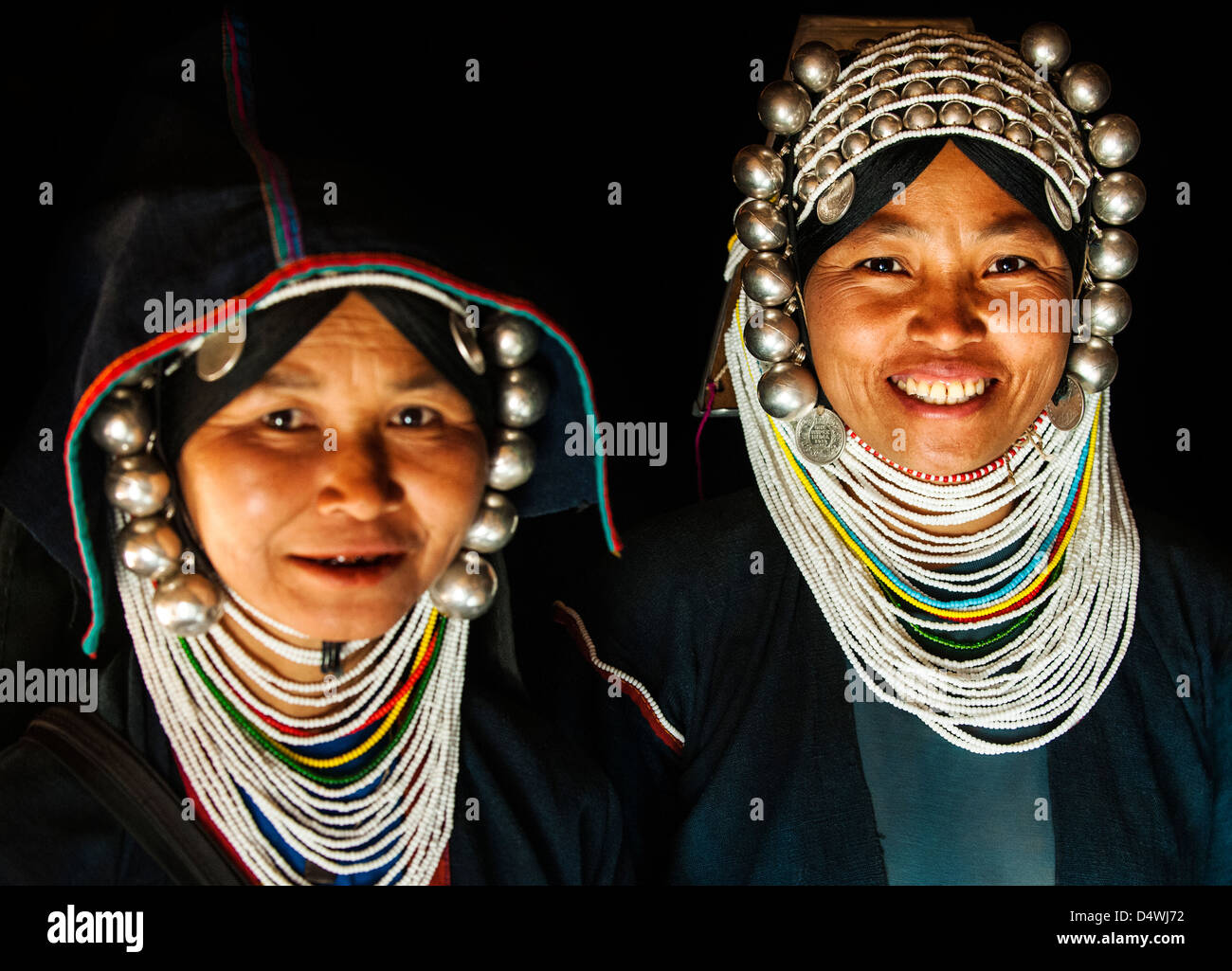 Les femmes de la tribu Akha, Kyaing Tong, l'État Shan, en Birmanie (Myanmar) Banque D'Images