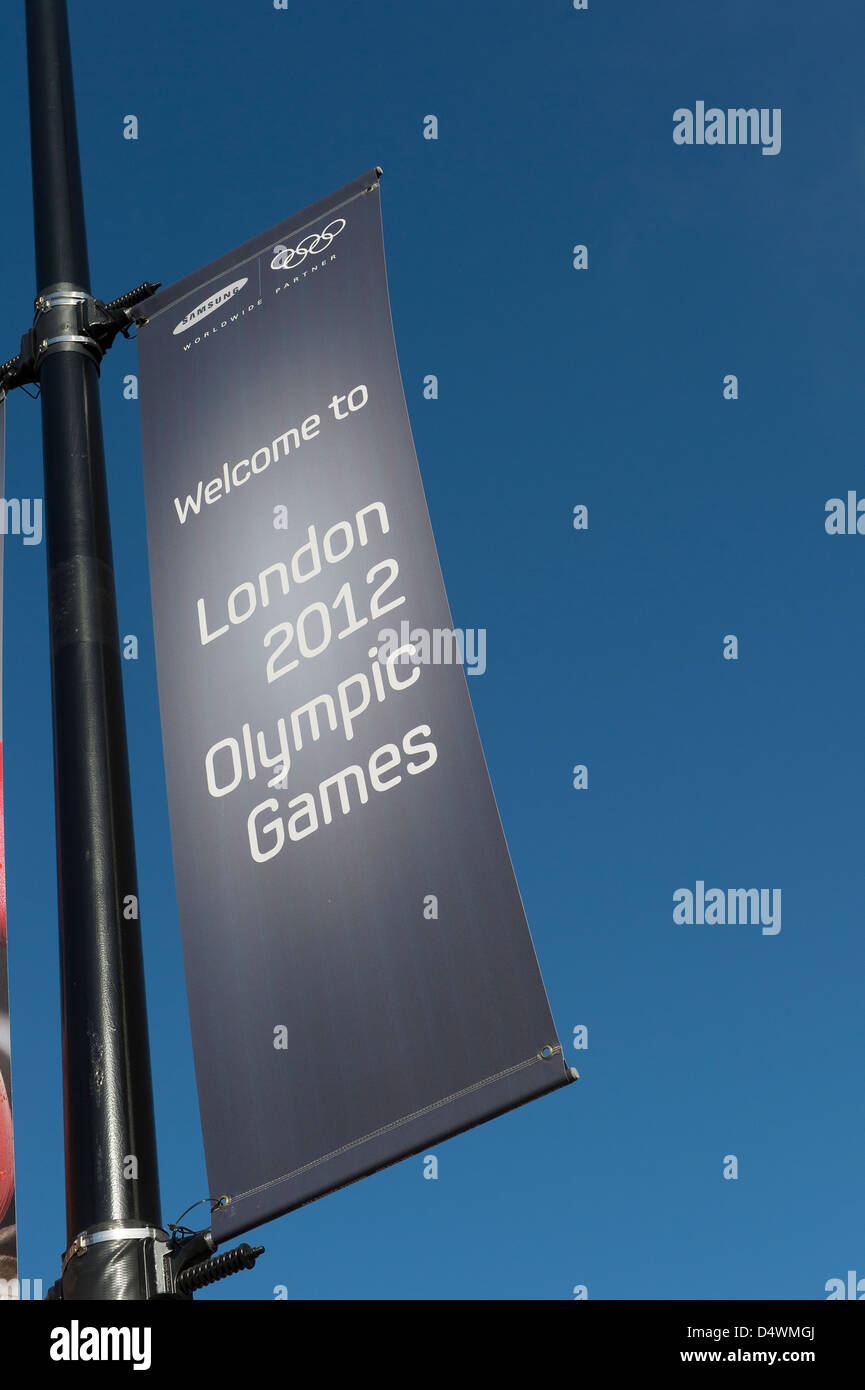 Bannière sur un lampost pendant les Jeux olympiques de Londres en 2012. Banque D'Images