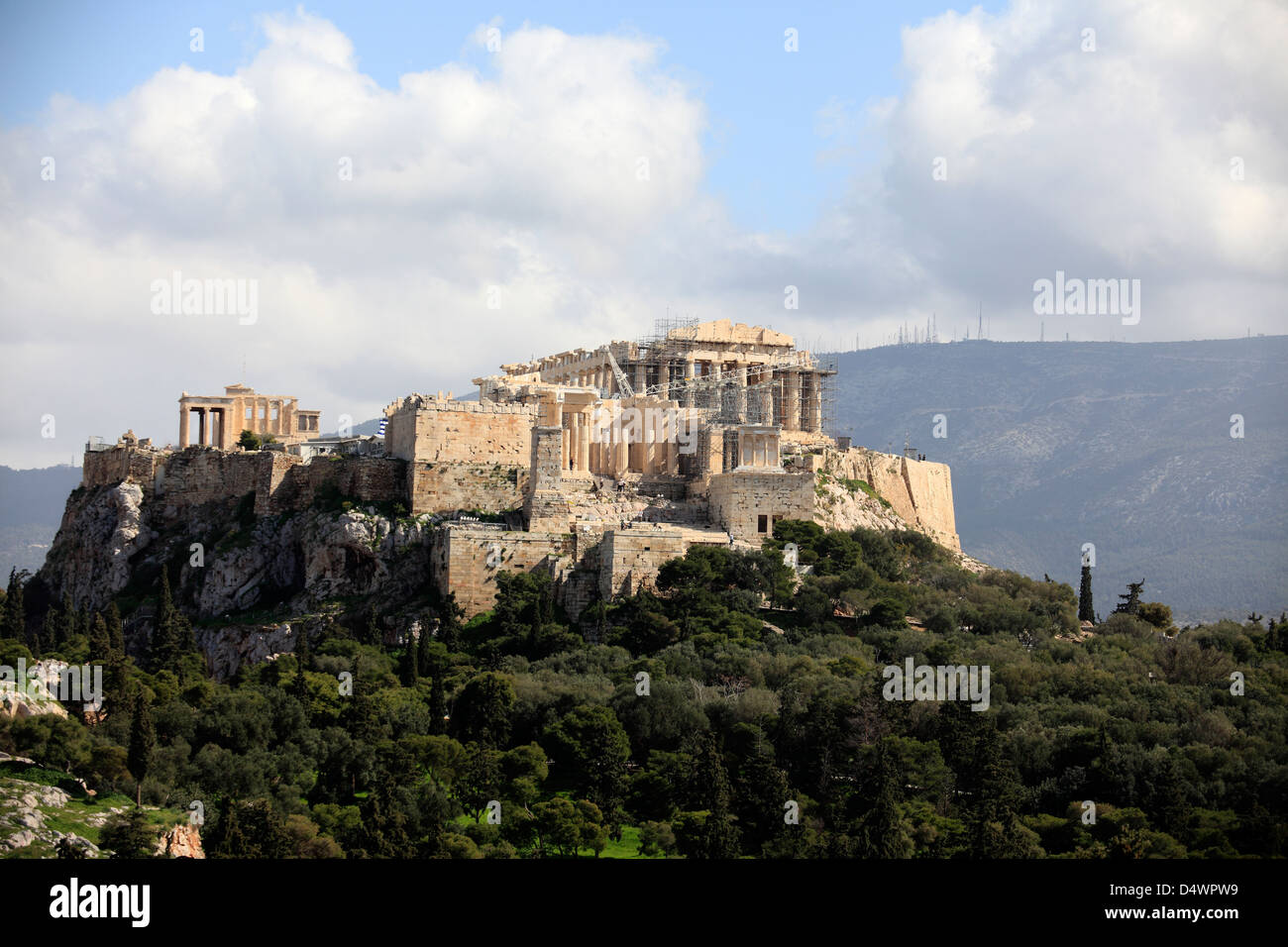 Grèce Athènes l'acropole de la colline filopappou Banque D'Images