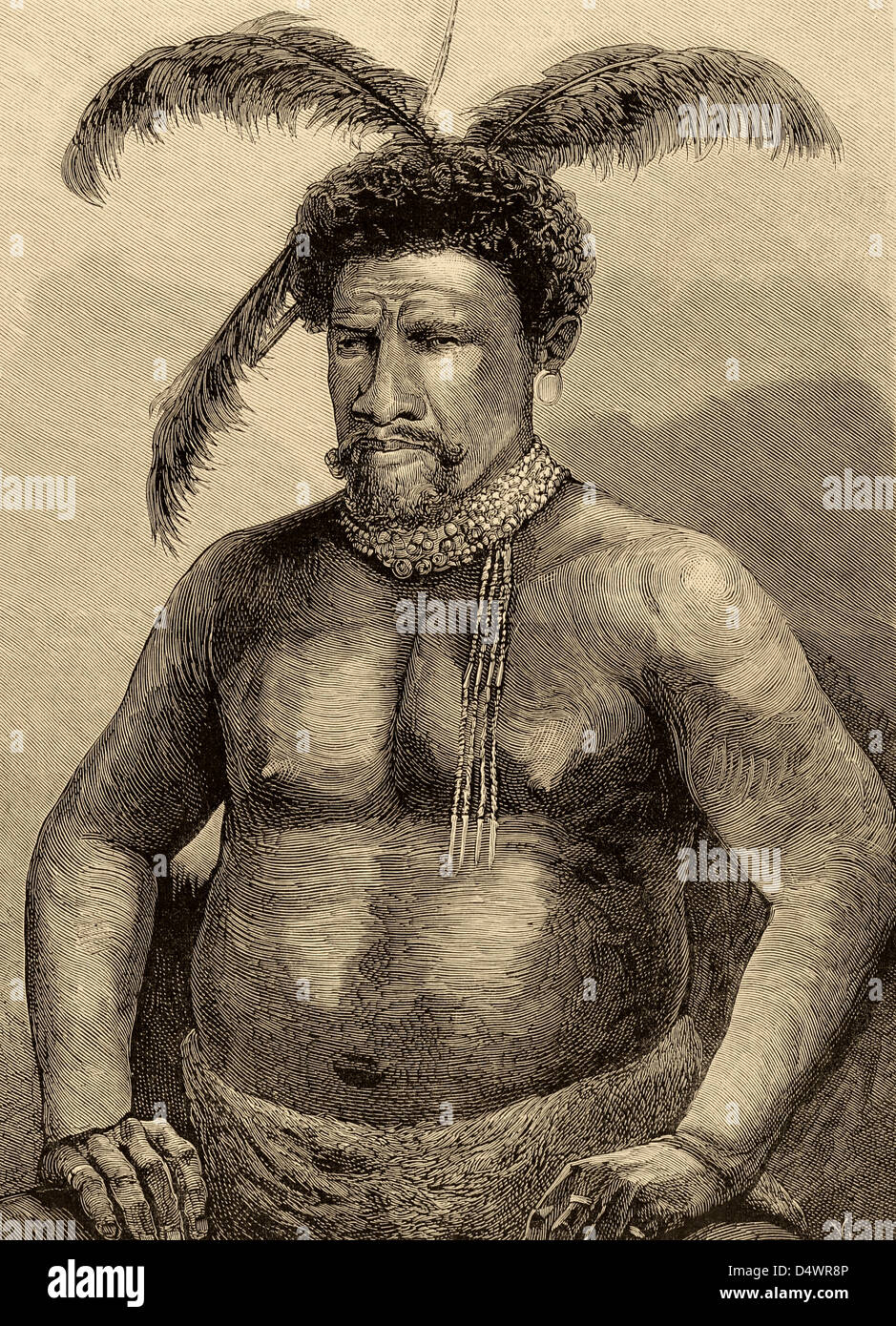 Cetshwayo (1826-1884). Roi du royaume zoulou. Portrait par Edward Tilt. La gravure. Banque D'Images