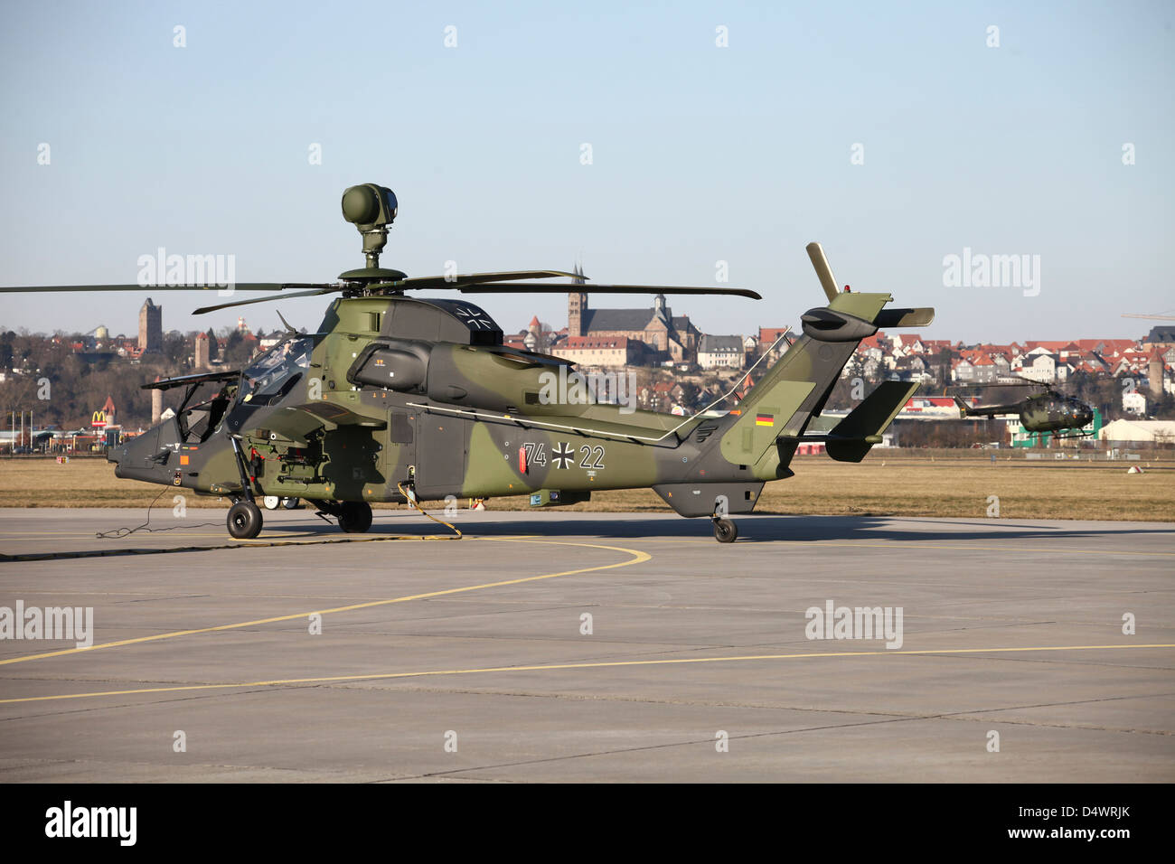 Eurocopter Tigre allemand à l'Aérodrome de Fritzlar, Allemagne, en préparation pour le déploiement en Afghanistan. Banque D'Images