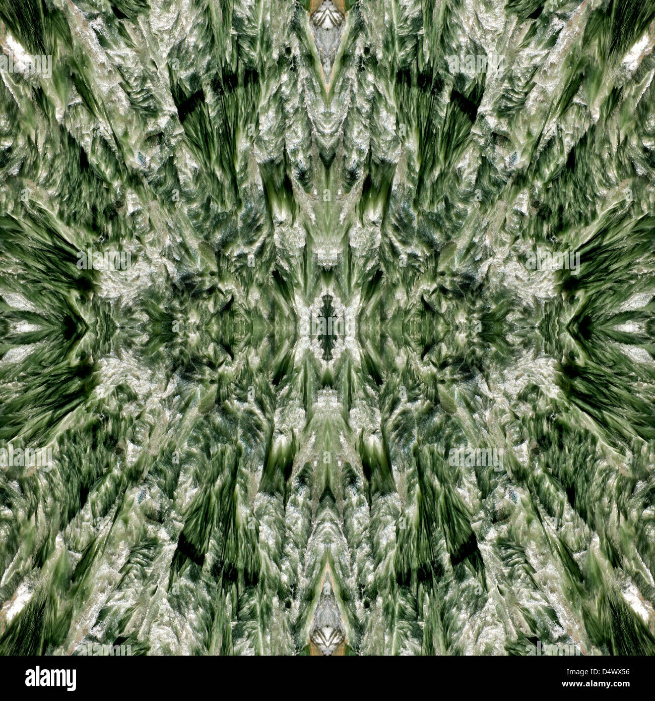 Le Clinochlore / Seraphinite - tranche polie - motif symétrique fait à partir de l'image répétée Banque D'Images