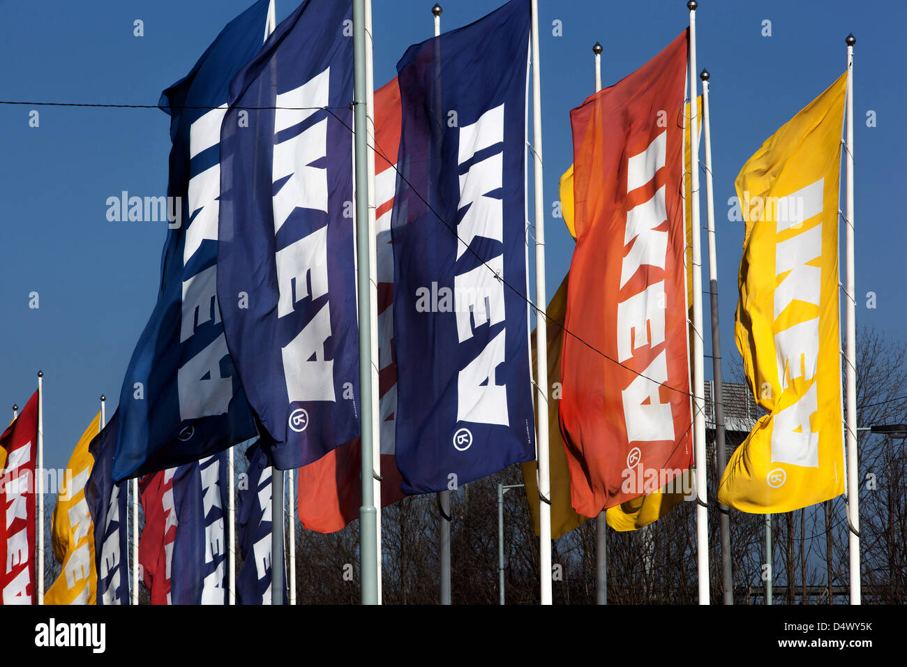 Logo ad IKEA, supermarché Prague Praha République Tchèque Banque D'Images