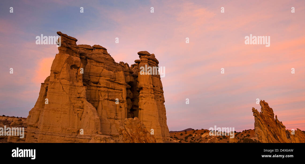 Plaza Blanca, les Badlands de 'Sierra Negra', White City, San Juan Badlands, Nouveau Mexique Banque D'Images