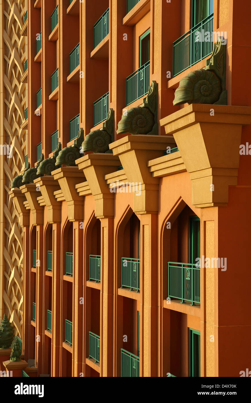 Détail de l'extérieur l'hôtel Atlantis à Dubaï, Émirats Arabes Unis Banque D'Images