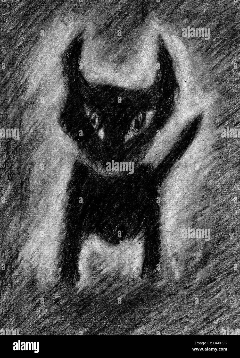 Spooky black cat. Banque D'Images