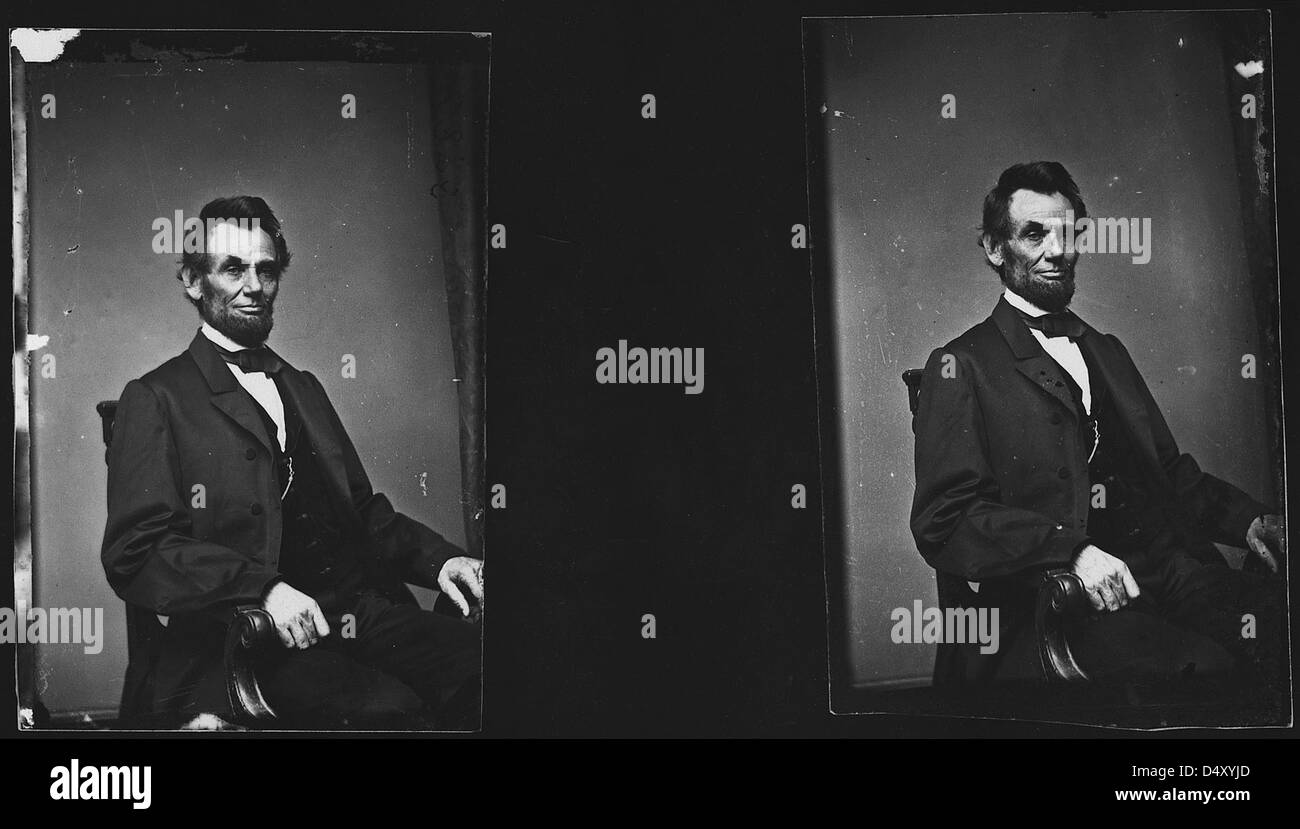 Une célèbre photographie du président Abraham Lincoln, capturée par Mathew Brady, pendant la guerre de Sécession. L'image est une représentation emblématique du leadership de Lincoln pendant la guerre. Banque D'Images