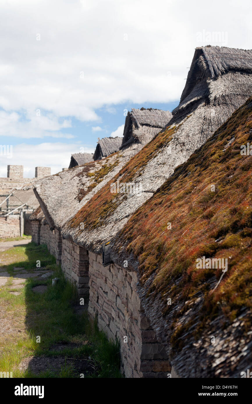 Reconstruction de l'Eketorp II, une 5e à 7e siècle village. Site du patrimoine mondial de l'UNESCO. Oland, Sweden. Banque D'Images