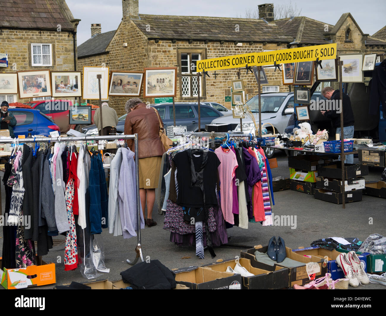 Le marché dans le village de Masham dans la région de North Yorkshire Angleterre Banque D'Images