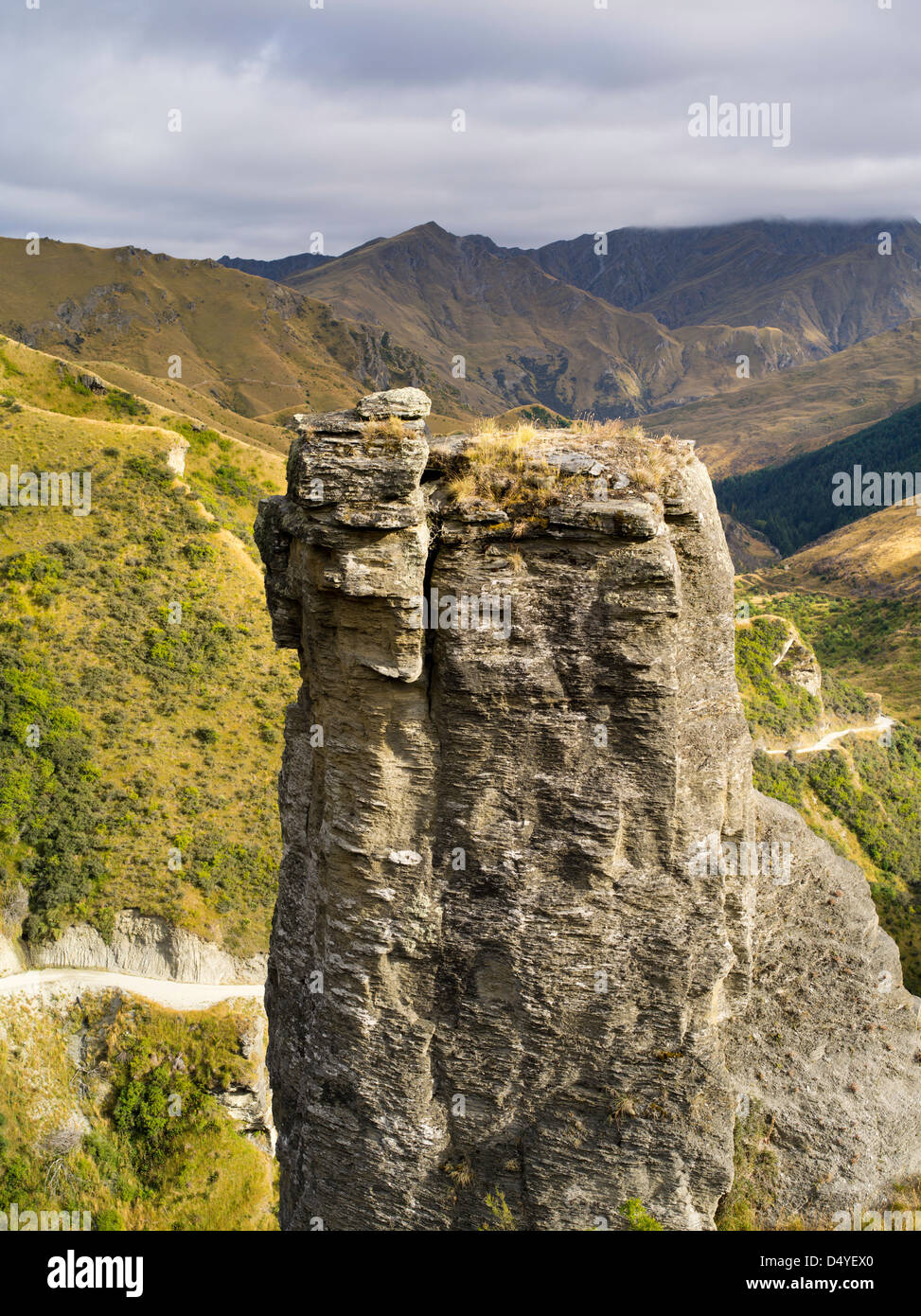 Jusqu'à l'hespérie du Canyon et de la rivière Shotover près du Skipper, près de Queenstown, Otago, Nouvelle-Zélande. Banque D'Images