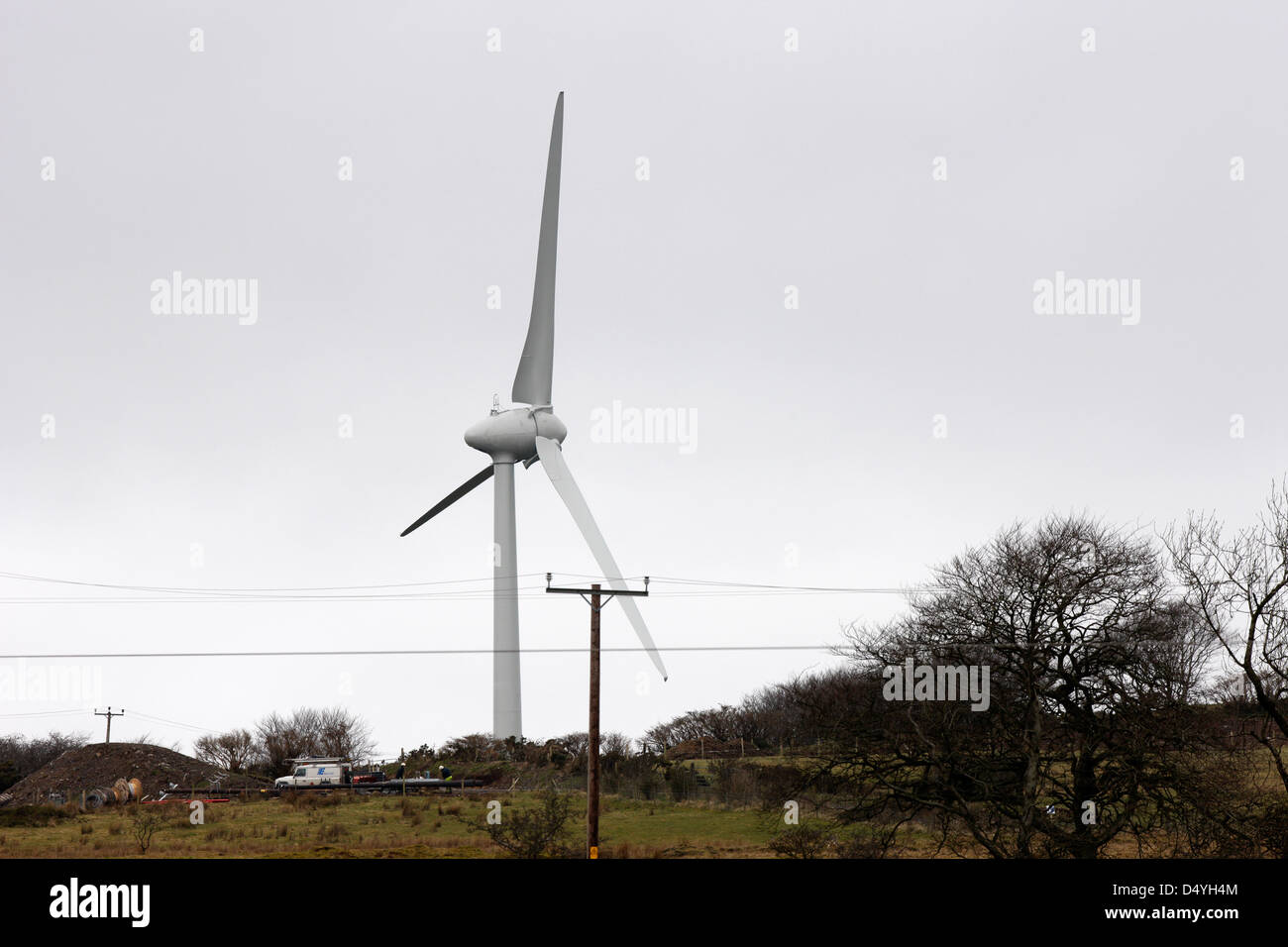 La construction d'un nouveau parc éolien en région rurale de l'Irlande du Nord uk Banque D'Images