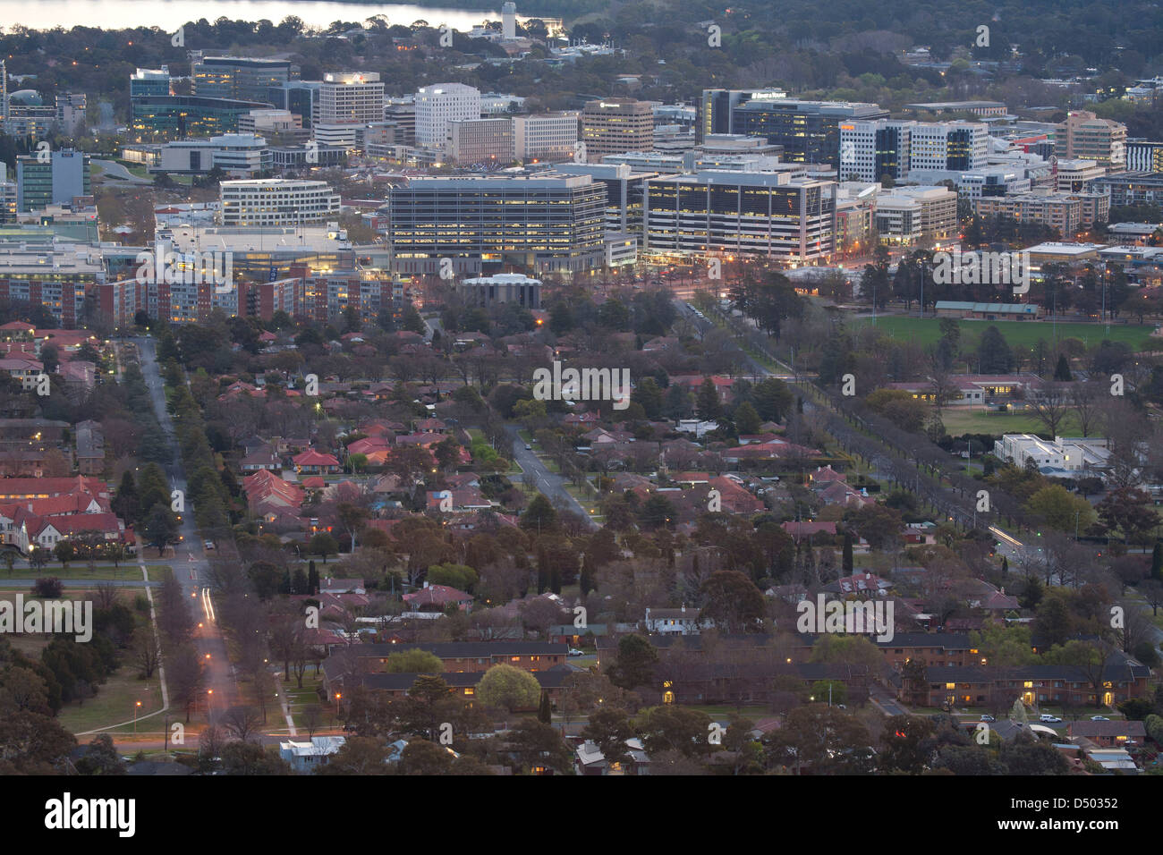 Vue aérienne de Sydney CBD, vu du Mont Ainslie lookout Canberra Australie Banque D'Images