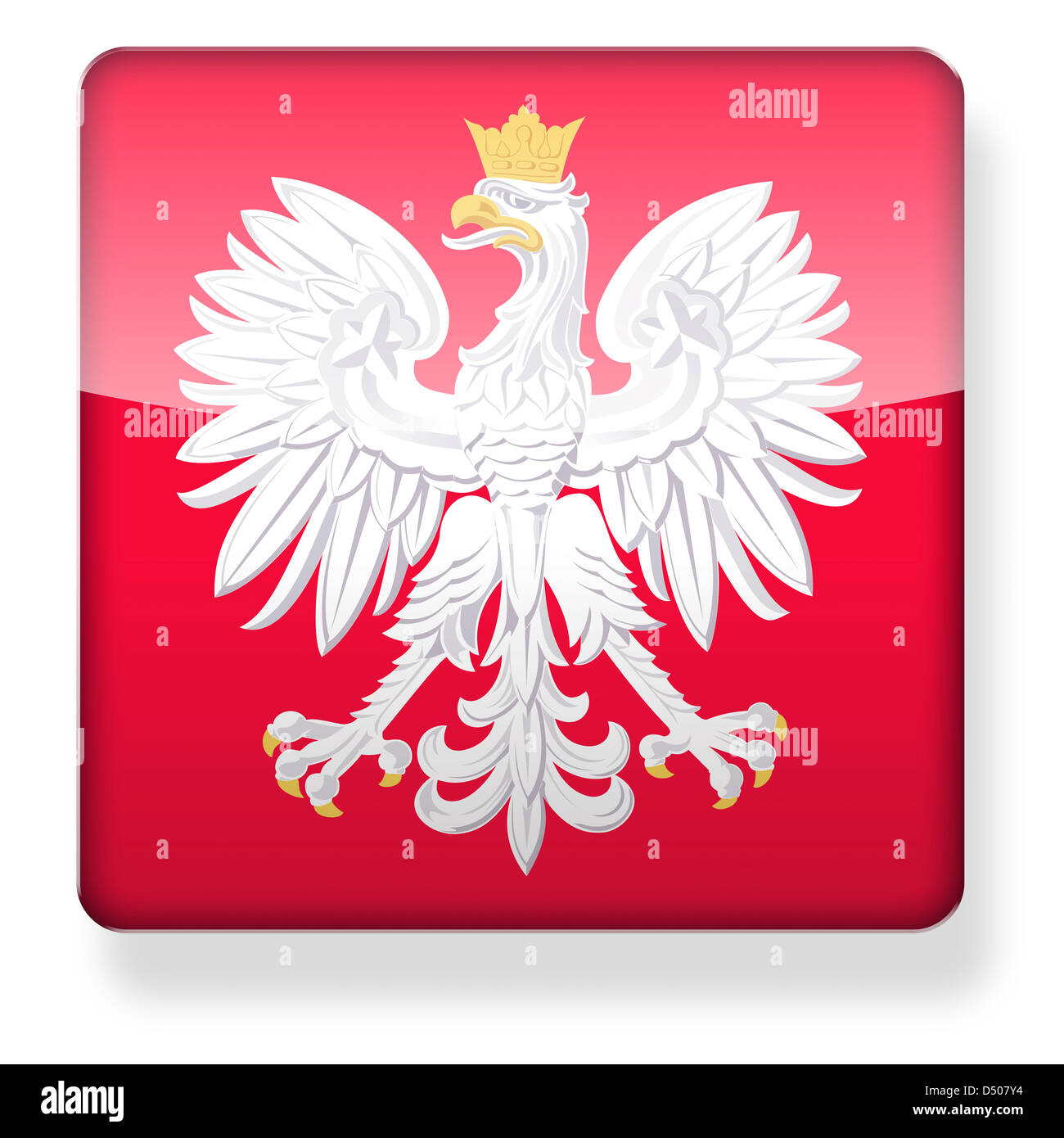 Polish aigle blanc comme une icône de l'application. Chemin de détourage inclus. Banque D'Images