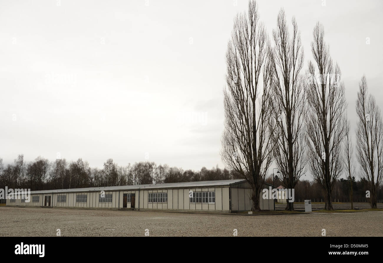 Camp de concentration de Dachau. Camp de prisonniers nazis a ouvert ses portes en 1933. Les casernes. L'Allemagne. Banque D'Images