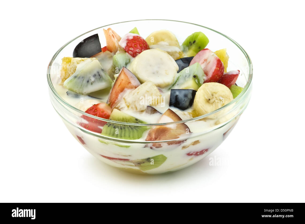 Salade, fruits, dessert alimentation saine manger isolé Banque D'Images