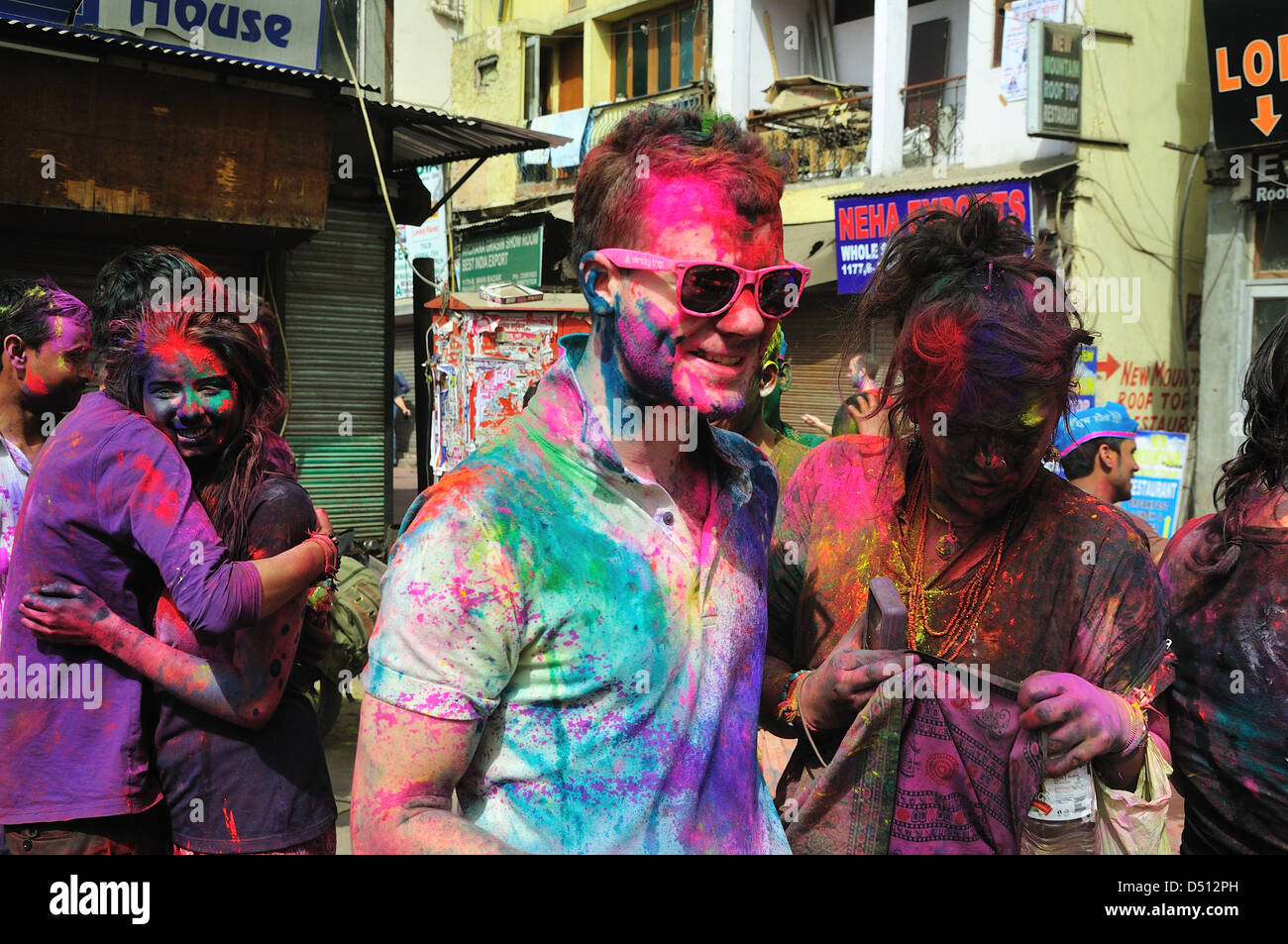 Un jour de Holi festival à New Delhi Banque D'Images