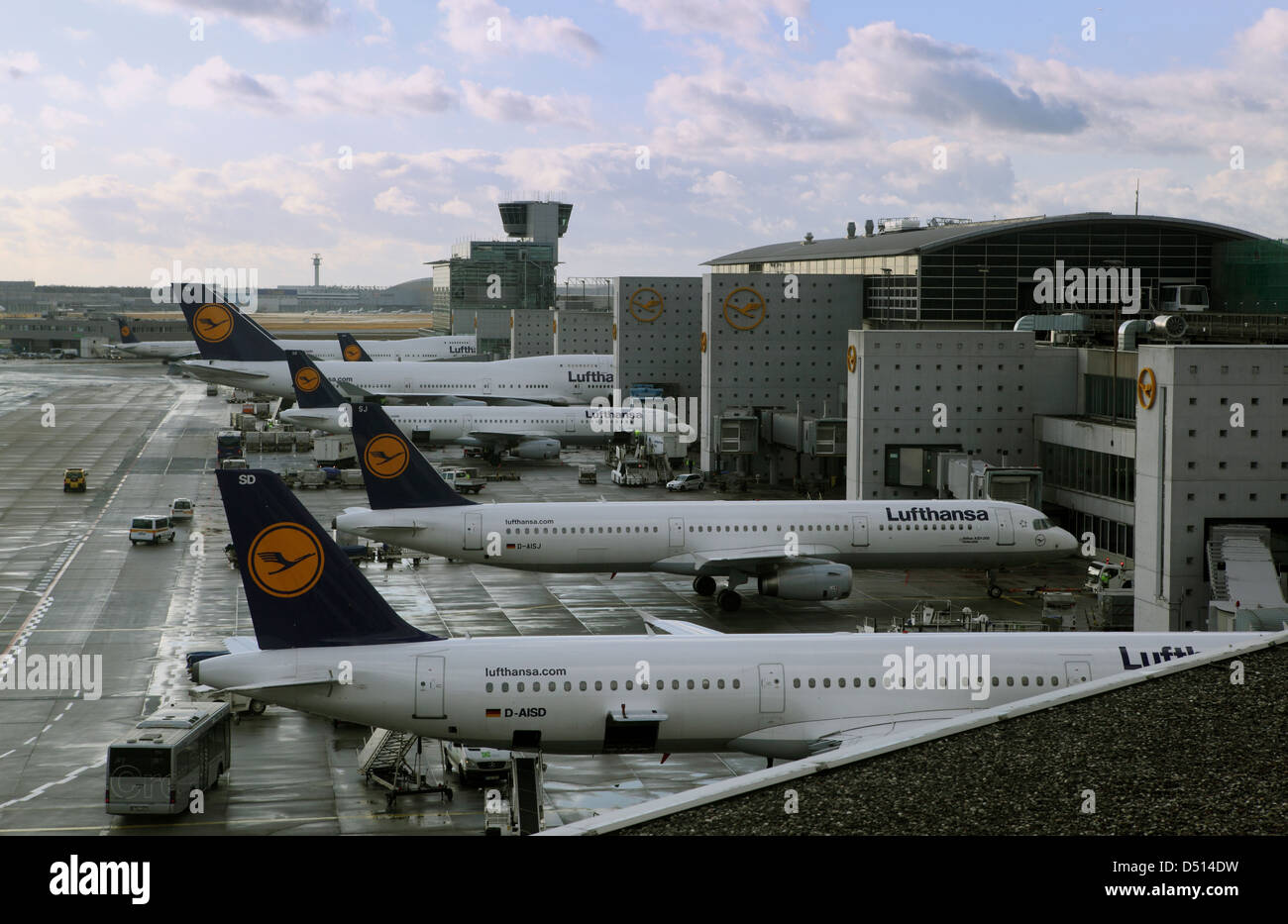 Frankfurt am Main, Allemagne, Lufthansa appareil à l'aéroport de Francfort Banque D'Images