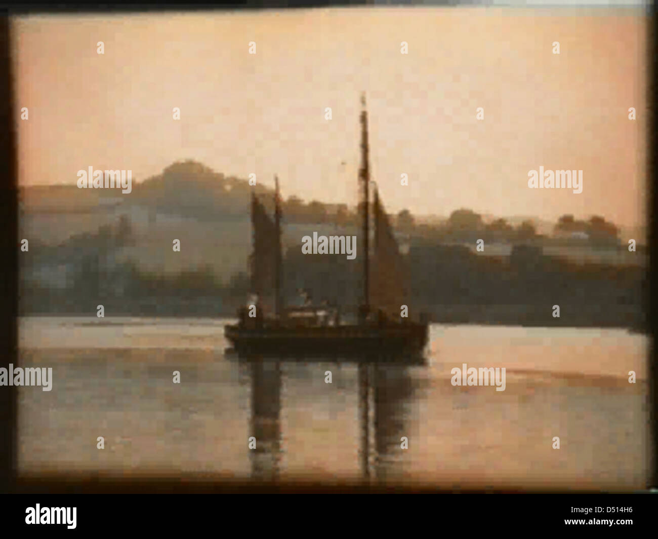 Cette photographie capture le *Shamrock*, le dernier de la ligne de yachts irlandais. Il fait partie de la collection du Musée maritime national, représentant un chapitre important de l'histoire des courses de yachts. Banque D'Images