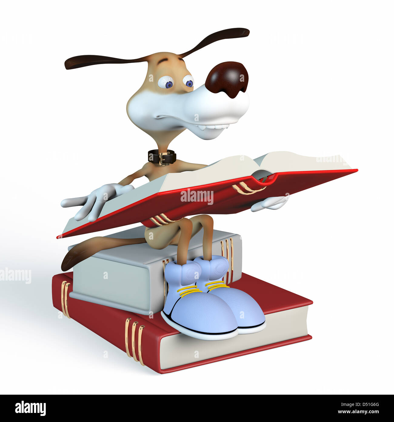 Le chien lit le livre. Illustration de la littérature. Banque D'Images