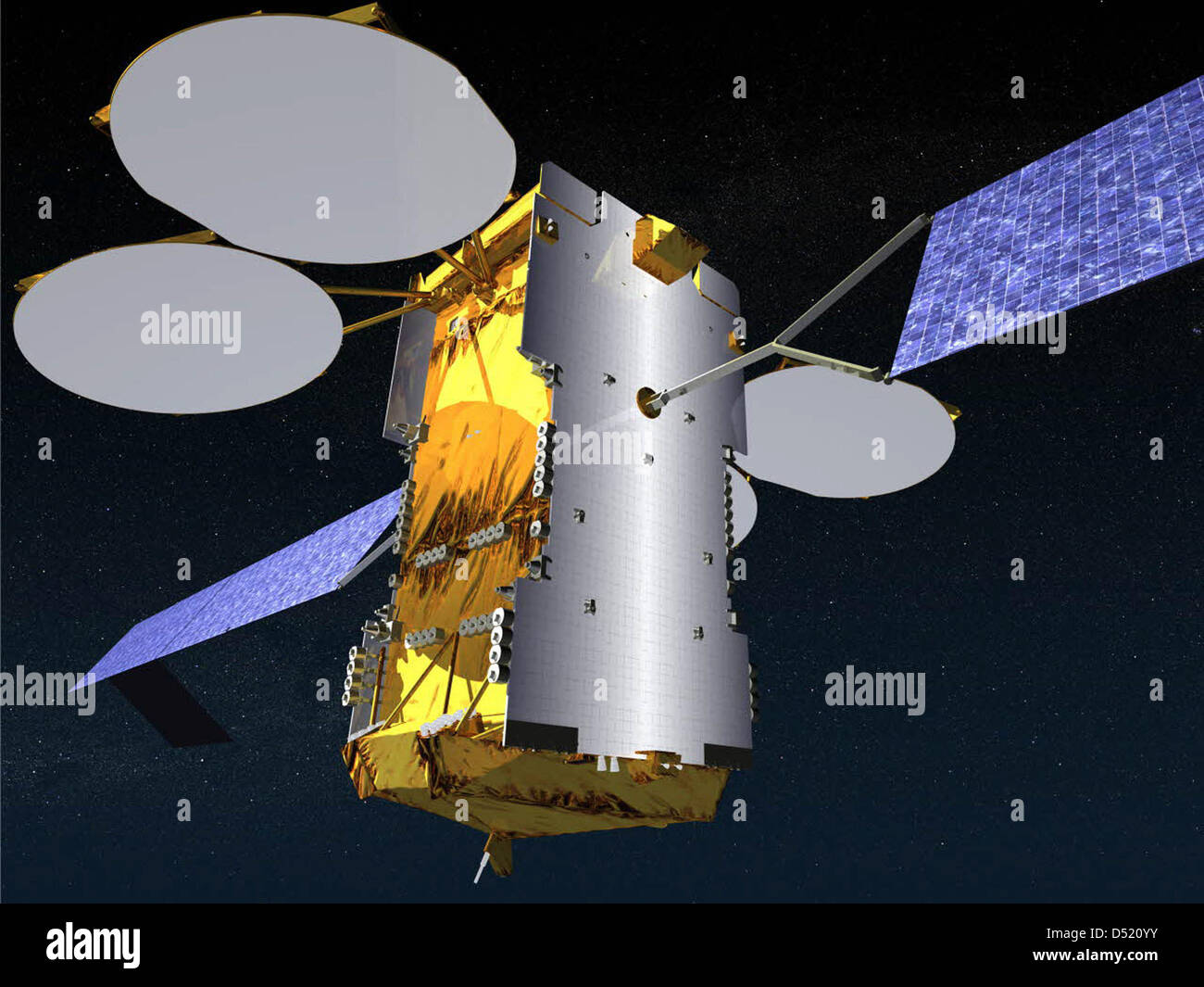 Un fichier-photo non datée d'EADS Astrium montre un dessin à l'ordinateur  de l'avenir de la 'Ka-Sat' réalisé par Eutelsat. 5,8 tonne de lourdes  chaînes doivent faire l'accès à internet via un satellite