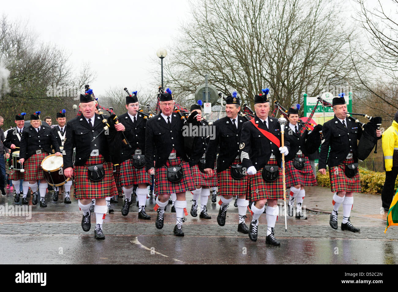 St Patrick's Day Parade, le centre-ville de Nottingham en Angleterre.2013. Banque D'Images